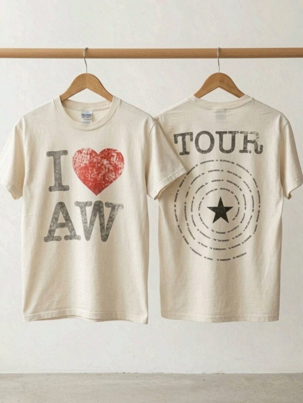 Alex Warren Tour I Love AW Off-White T-Shirt Reprint